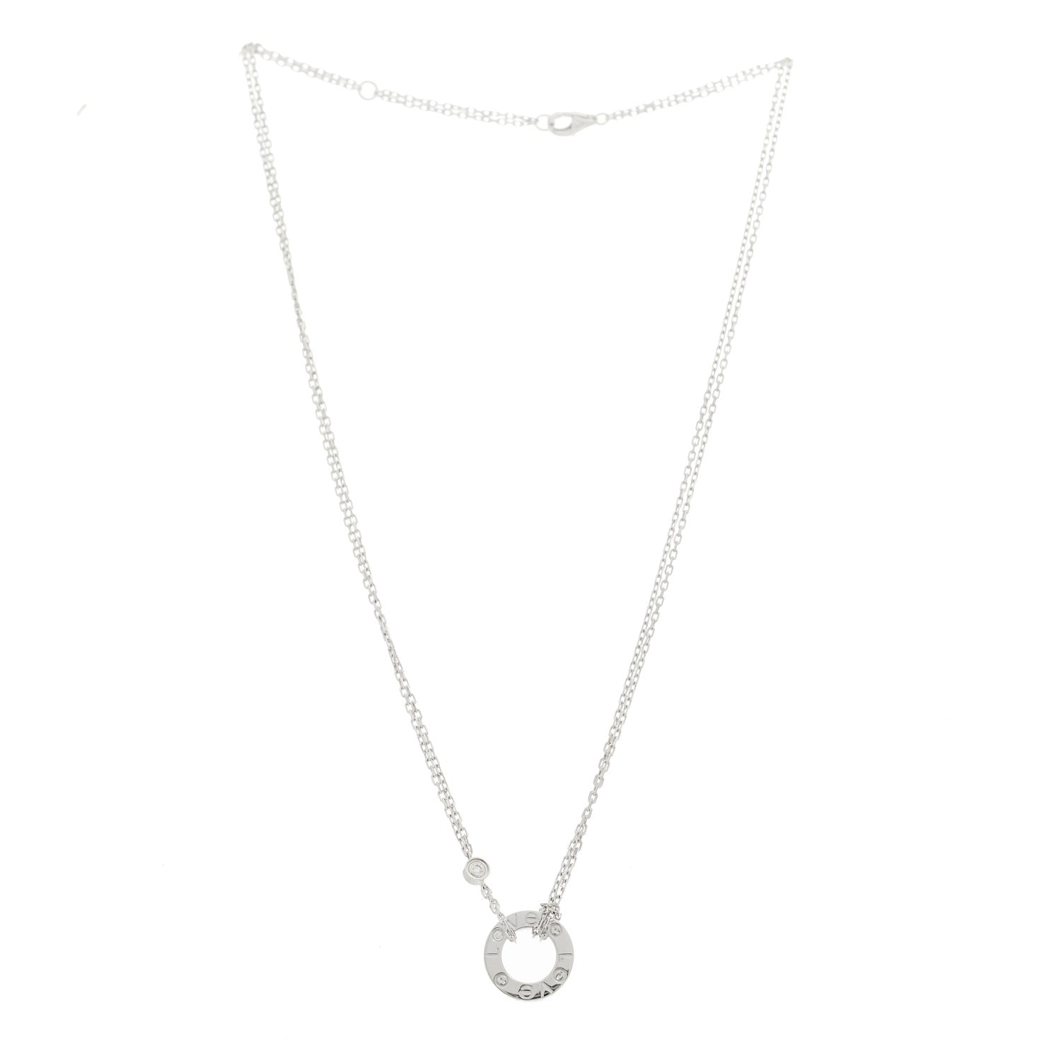 Cartier 18K White Gold 2 Diamond LOVE Necklace 3 of 6