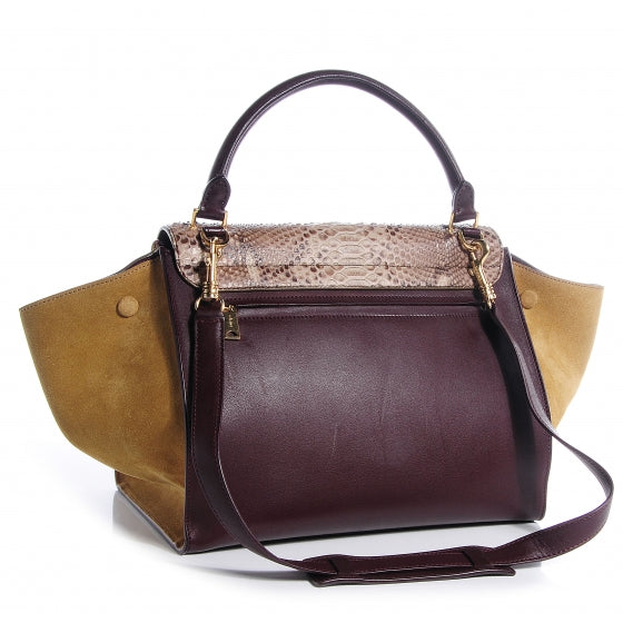 Celine Python and Suede Medium Trapeze Khaki 3 of 11