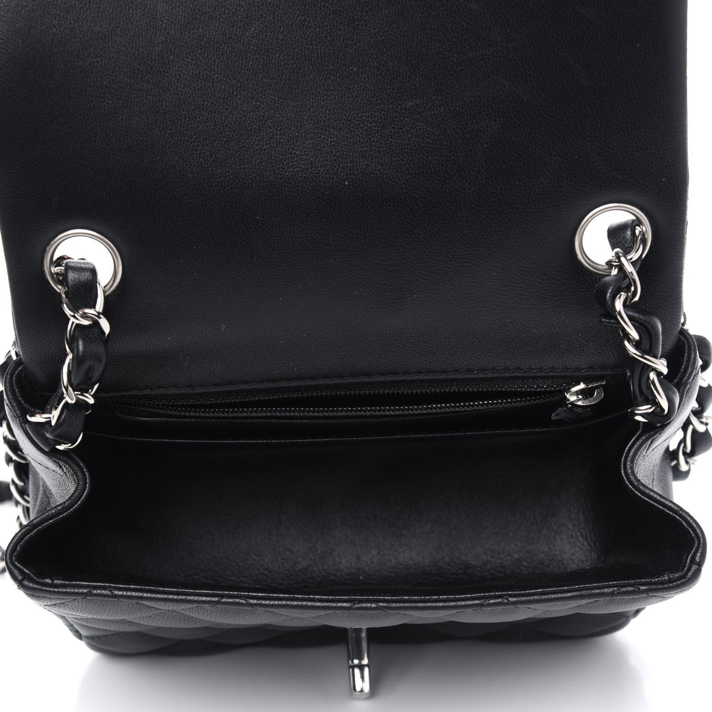 Lambskin Quilted Mini Square Flap Black