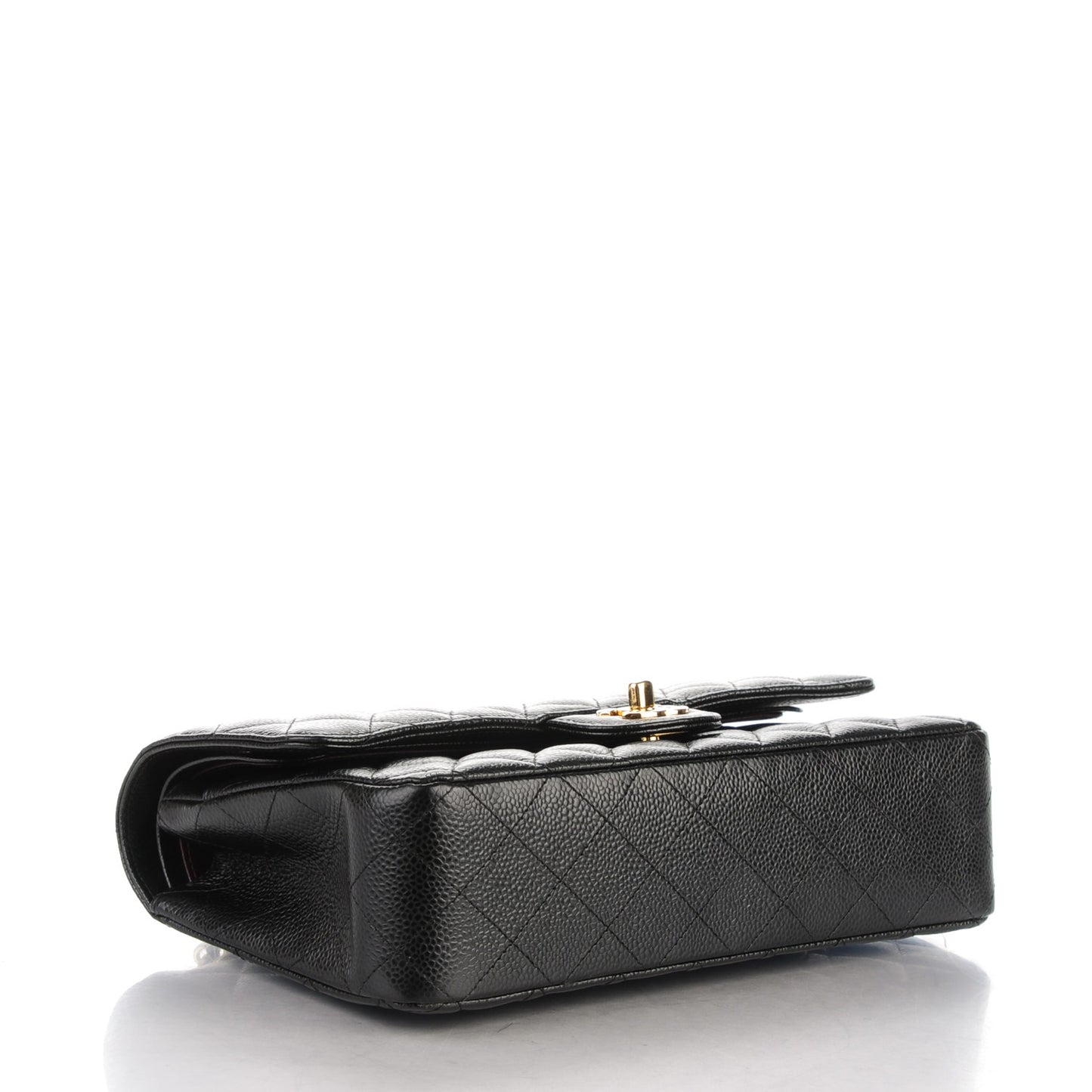 Caviar Quilted Medium Double Flap Black