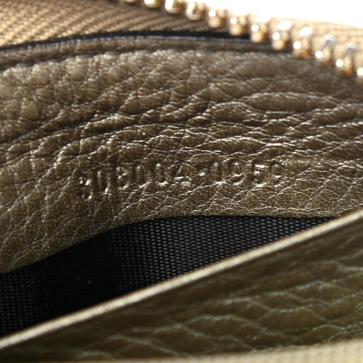 Metallic Pebbled Calfskin Soho Zip Around Wallet Golden Beige