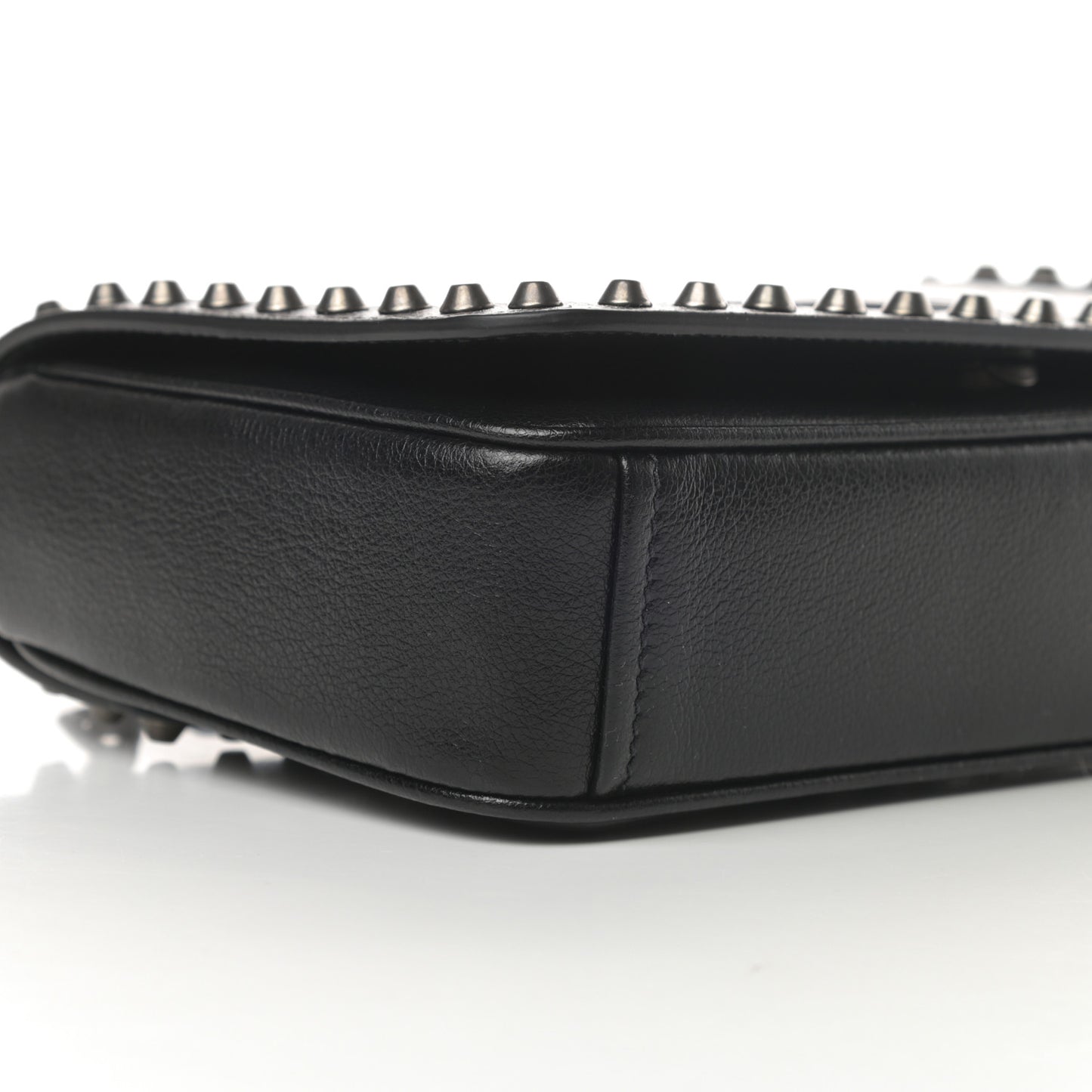 Glace Calfskin Studded Crossbody Black