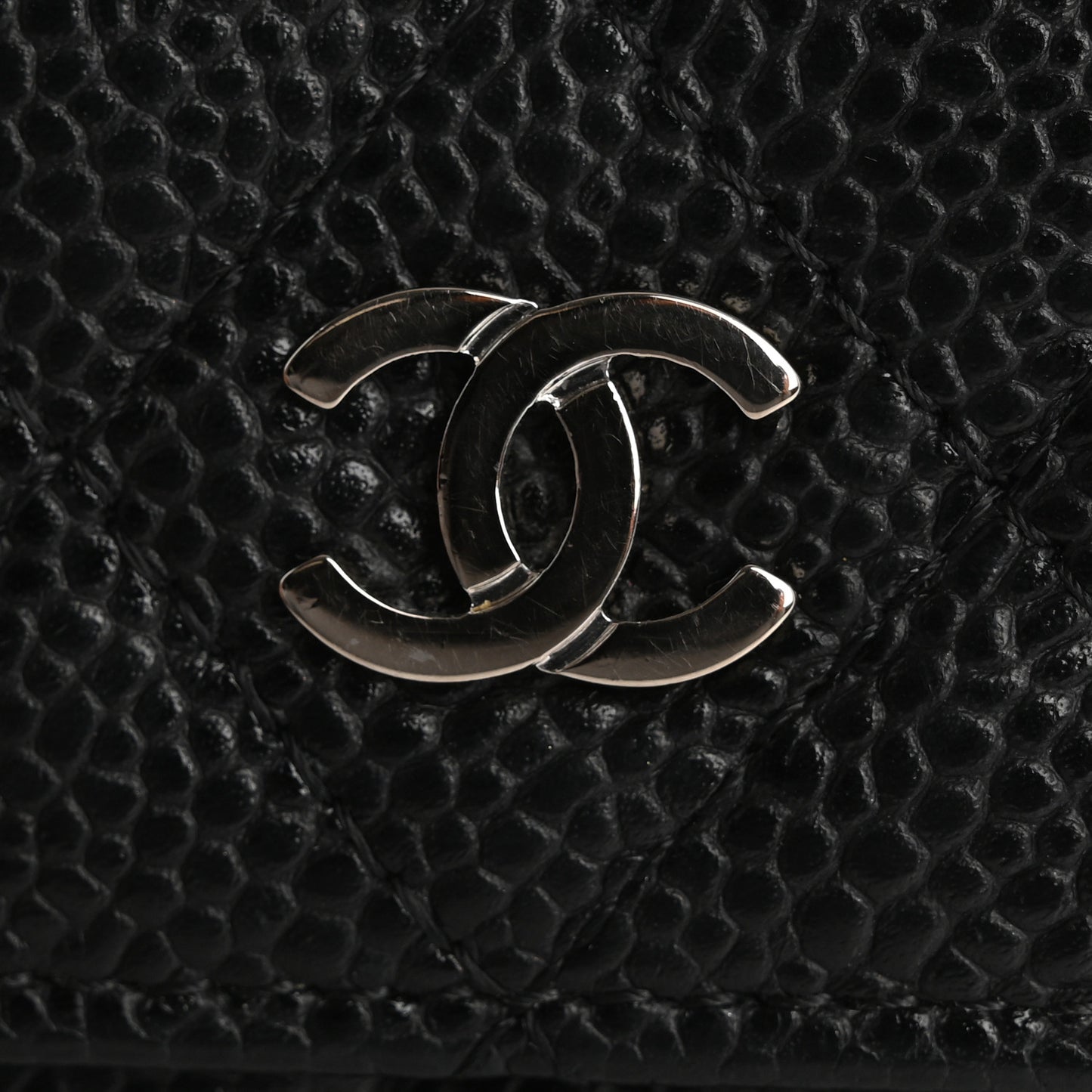 Caviar Quilted Flap Card Holder Black