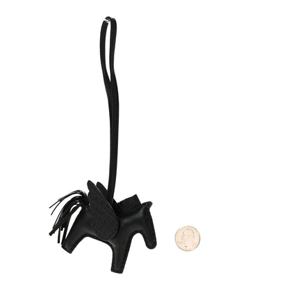Hermes Milo Lambskin Matte Alligator Touch Grigri Rodeo Pegase Horse Bag Charm PM So Black 2 of 5
