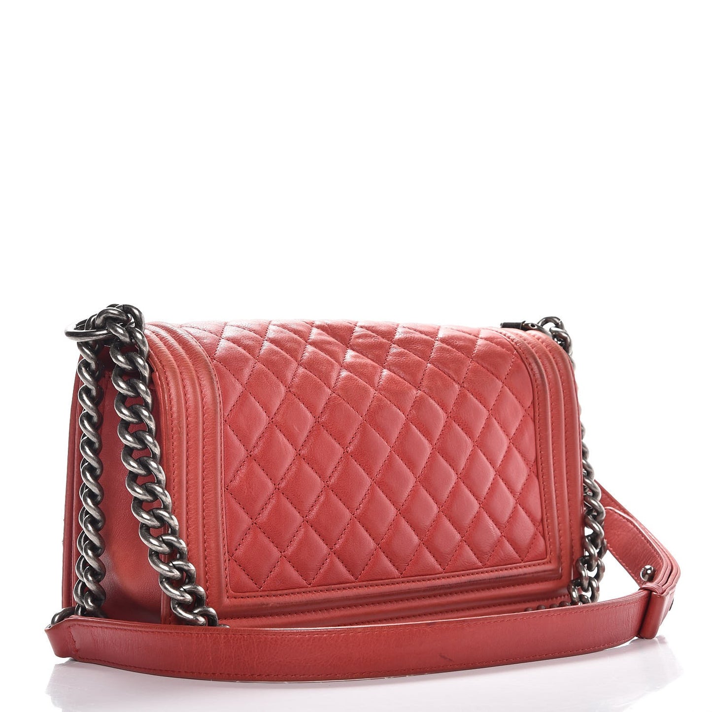 Calfskin Quilted Medium Boy Flap Red