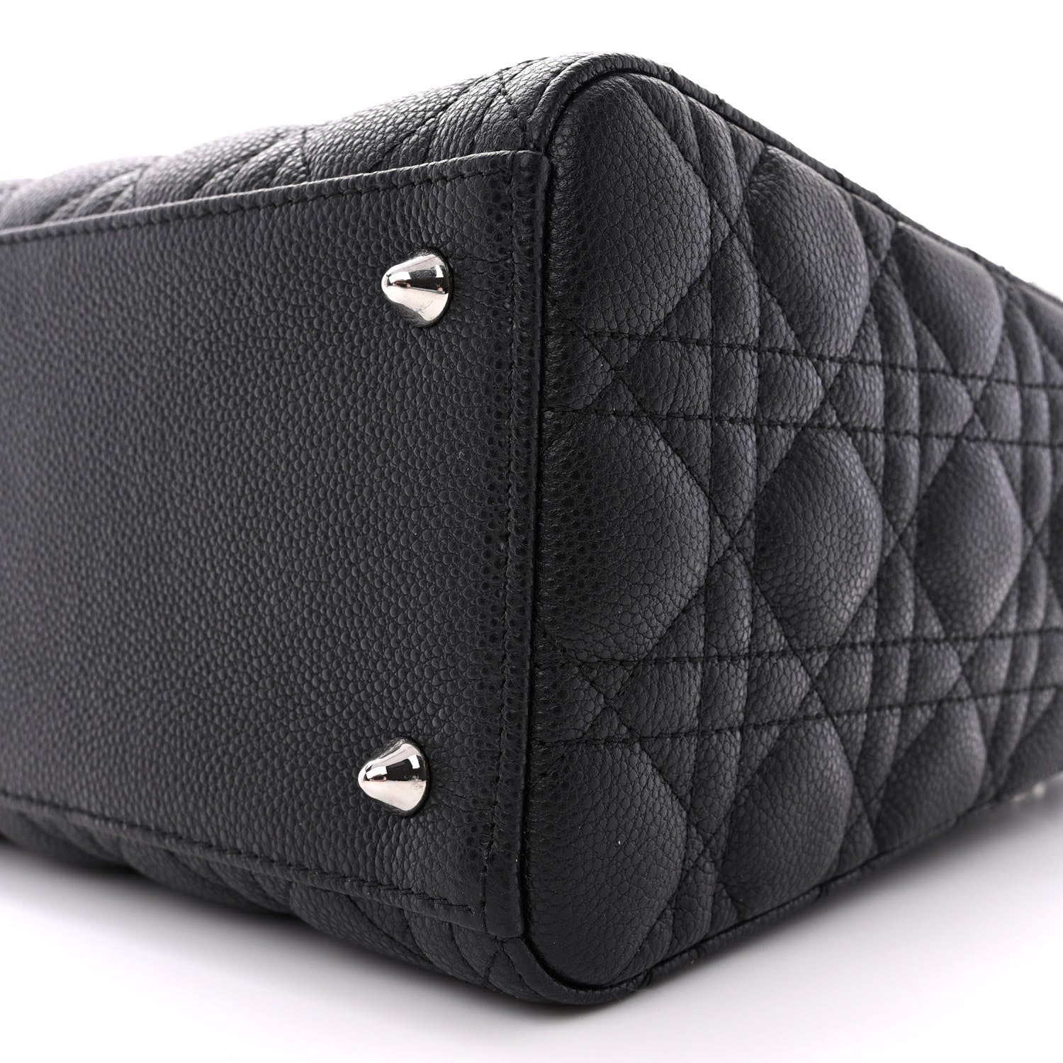 Christian Dior Grained Calfskin Cannage Medium Lady Dior Black 10 of 12