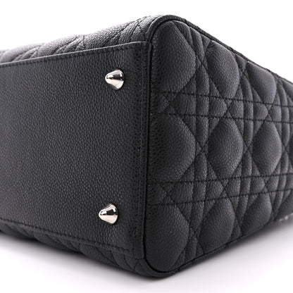 Christian Dior Grained Calfskin Cannage Medium Lady Dior Black 10 of 12