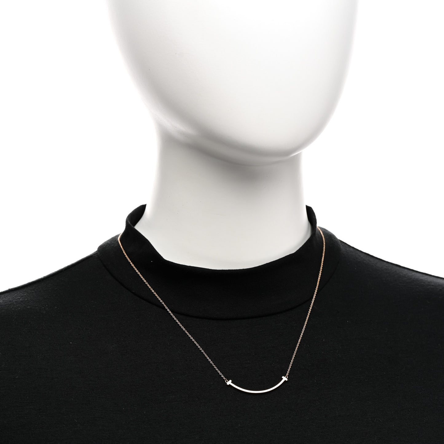 18K Rose Gold Small T Smile Pendant Necklace