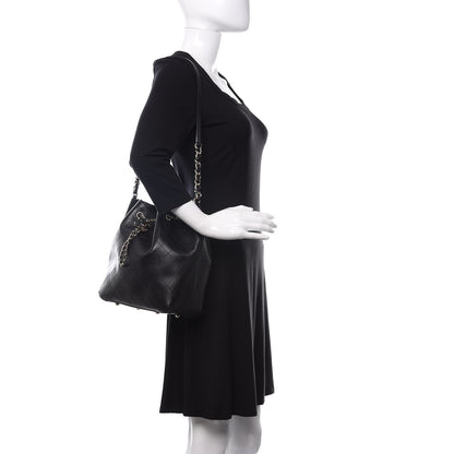 Chanel Calfskin Stitched Drawstring Bag Black 2 of 13