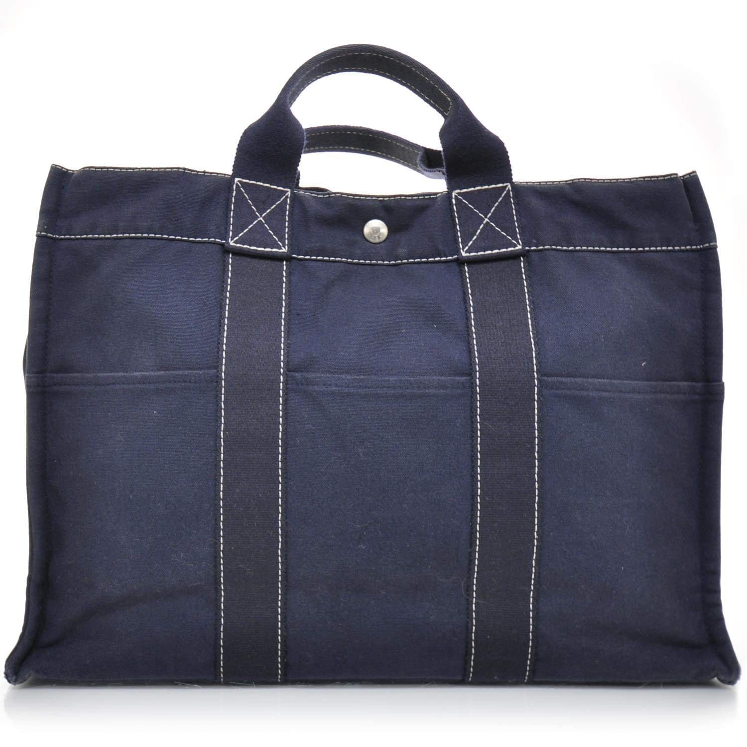 Hermes Toile Fourre Tout MM Navy 1 of 9