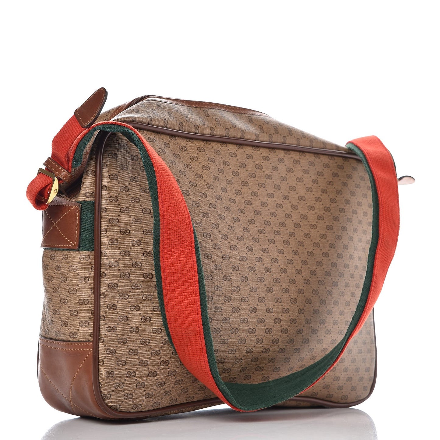 Min Vintage GG Supreme Monogram Web Messenger Bag Brown