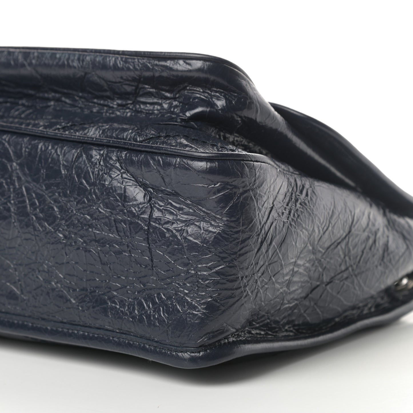 Crinkled Calfskin Matelasse Monogram Medium Niki Chain Satchel Deep Marine