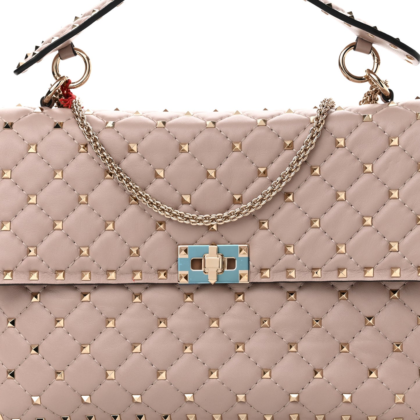 Lambskin Medium Rockstud Spike Shoulder Bag Poudre