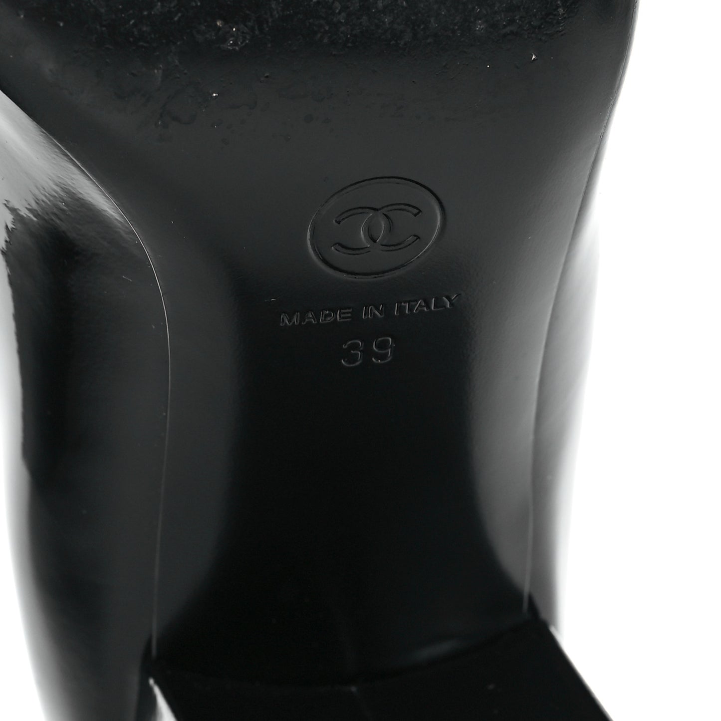 Patent Calfskin Grosgrain CC Mary Jane Pumps 39 Black