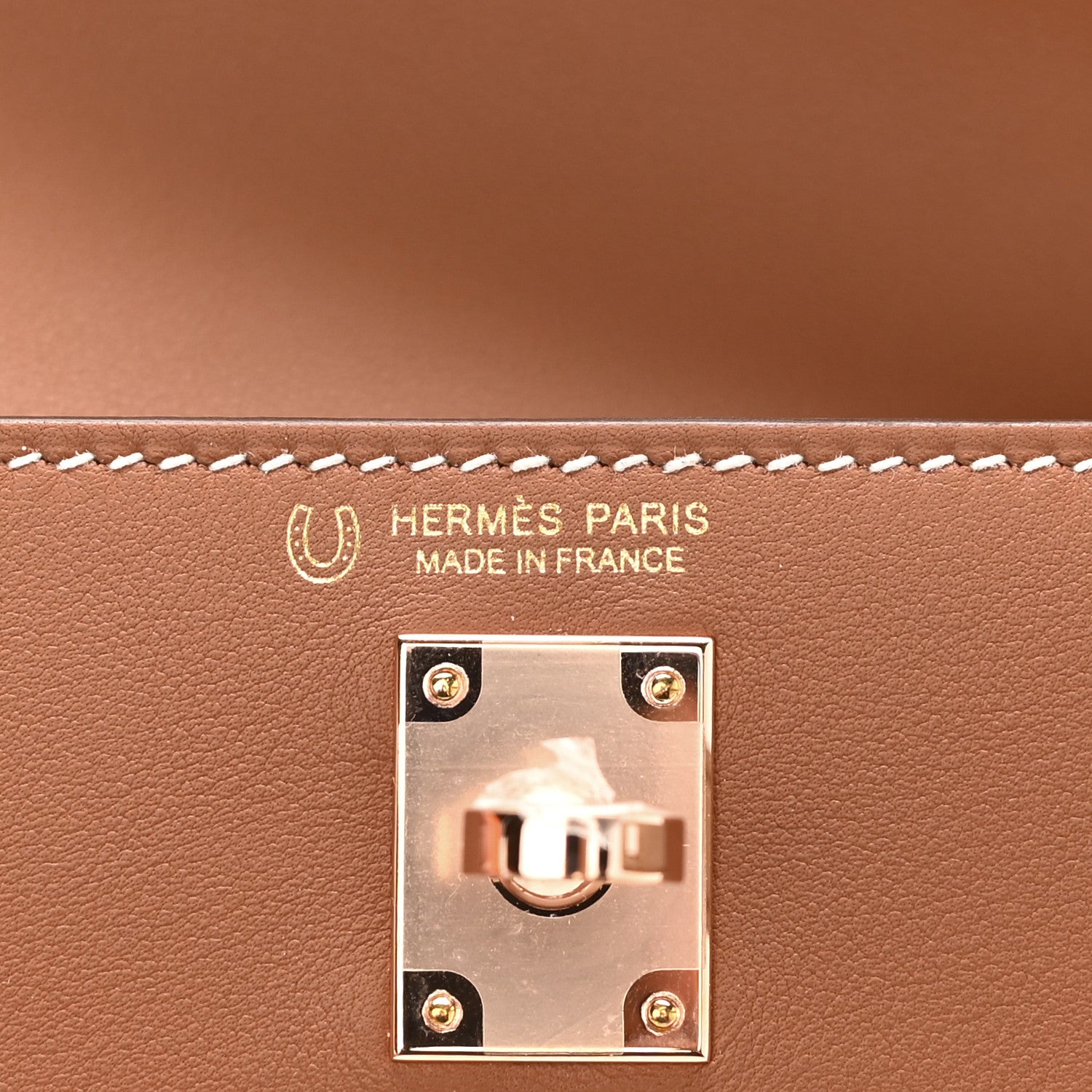 Hermes Veau Jonathan Horseshoe Kelly Danse II Belt Bag Gold Craie 5 of 11