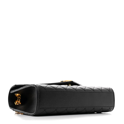 Saint Laurent Grain De Poudre Textured Mixed Matelasse Triquilt Medium Monogram Satchel Black 4 of 10
