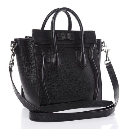 Celine Drummed Calfskin Nano Luggage Black 3 of 11