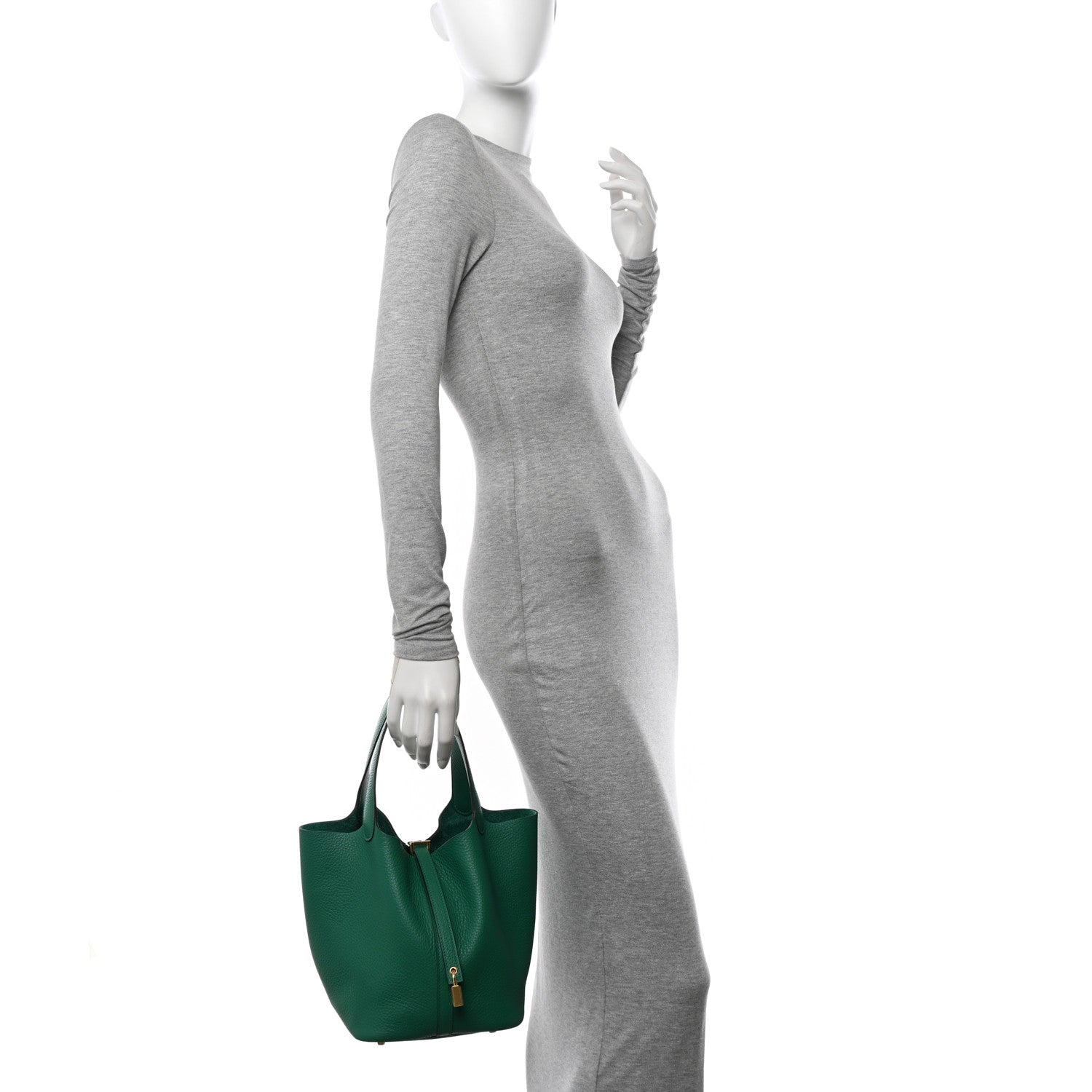 Hermes Taurillon Clemence Picotin Lock 22 MM Vert Jade 2 of 12