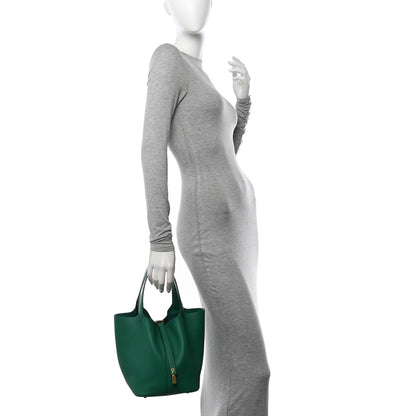 Hermes Taurillon Clemence Picotin Lock 22 MM Vert Jade 2 of 12