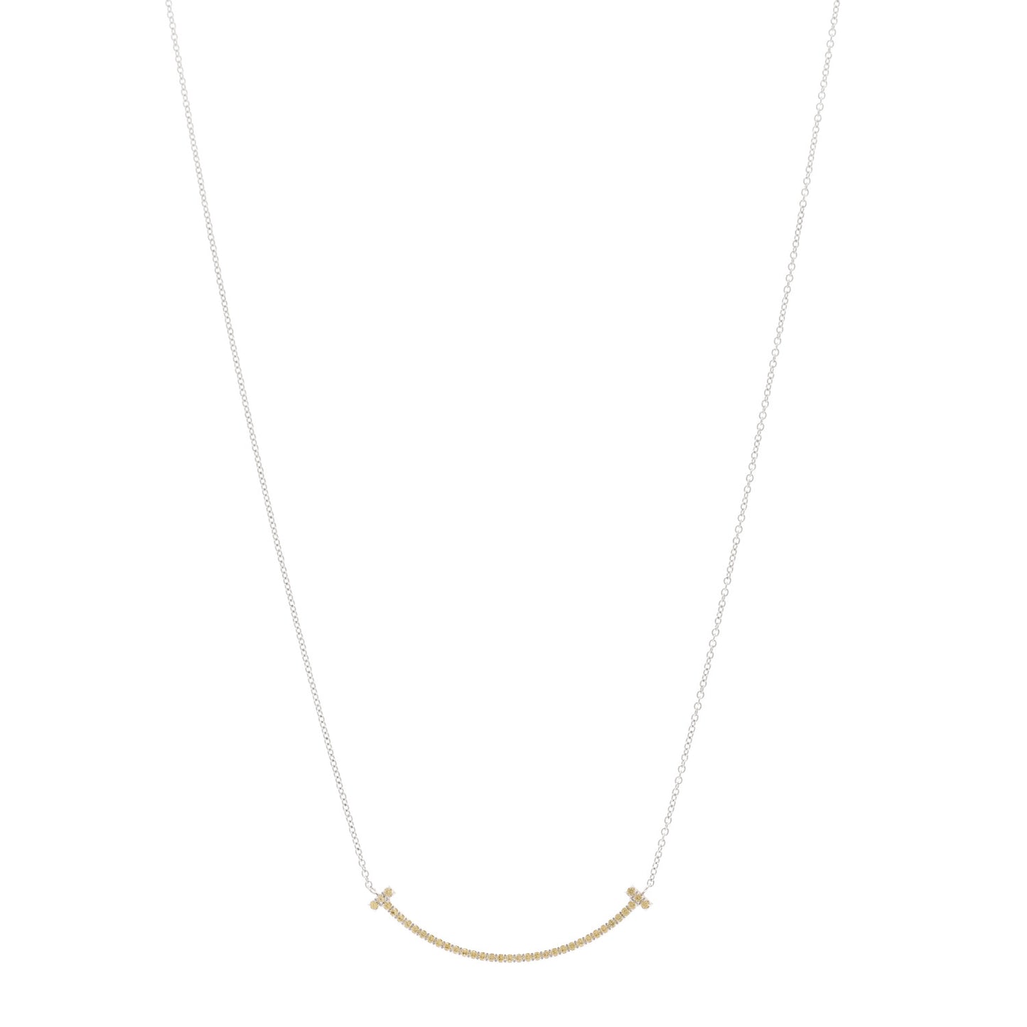 18K White Gold Yellow Sapphire Small T Smile Pendant Necklace