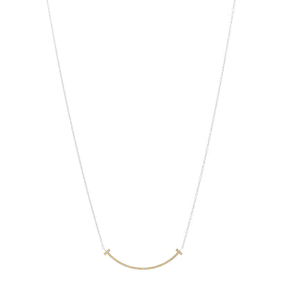 Tiffany 18K White Gold Yellow Sapphire Small T Smile Pendant Necklace 1 of 6