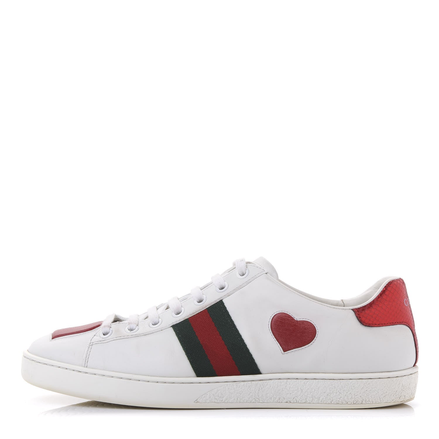 Gucci Calfskin Web Heart Embroidered Womens Ace Sneakers 40 White 1 of 11