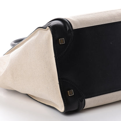 Celine Smooth Calfskin Linen Mini Bi-Color Luggage Natural Black 9 of 11