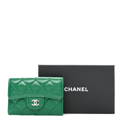 Chanel Caviar Quilted Flap Card Holder Wallet Green 9 of 9