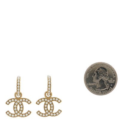 Chanel Pearl CC Hoop Drop Earring Gold 2 of 5