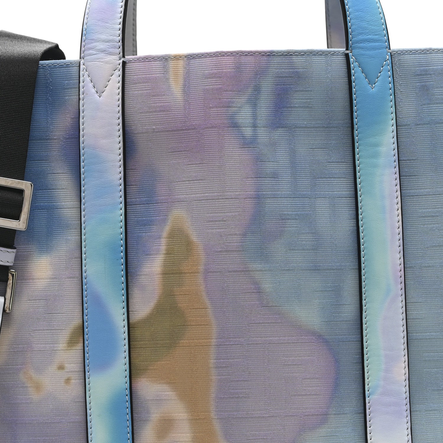 Fendi Fabric Jacquard FF Tie Dye Sunset Large Shopping Tote Light Blue Black 8 of 11