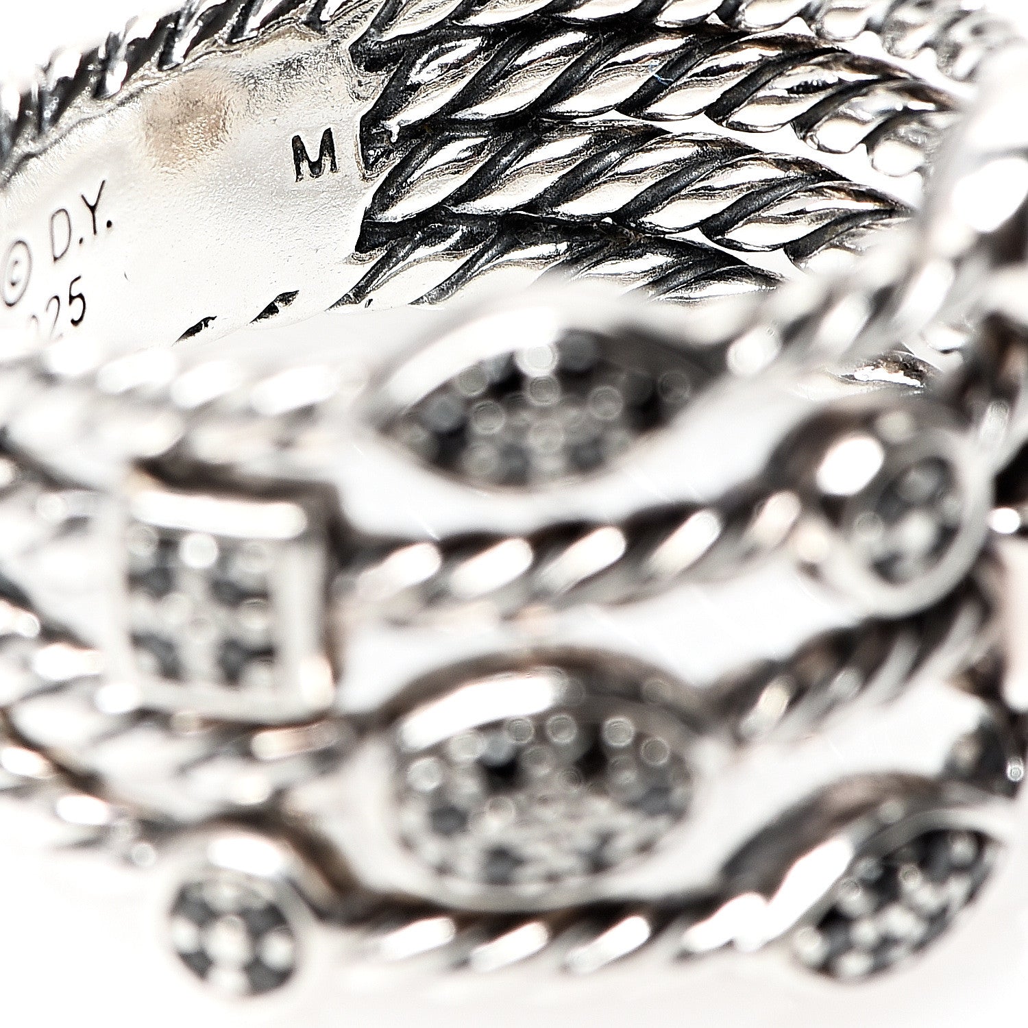 David Yurman Sterling Silver Black Diamond Confetti 4 Row Ring 54 7 4 of 4