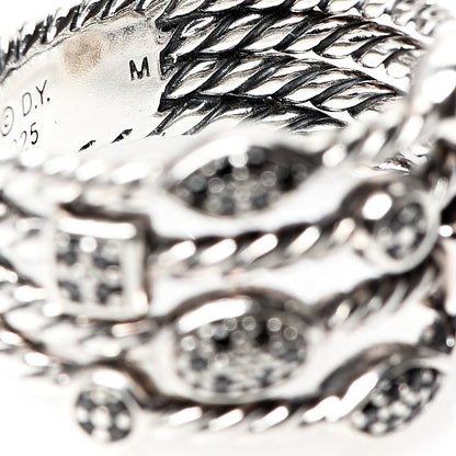 David Yurman Sterling Silver Black Diamond Confetti 4 Row Ring 54 7 4 of 4