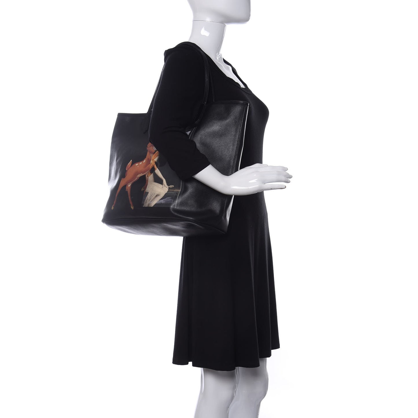 Textured Coated Canvas Bambi Print Medium Antigona Tote