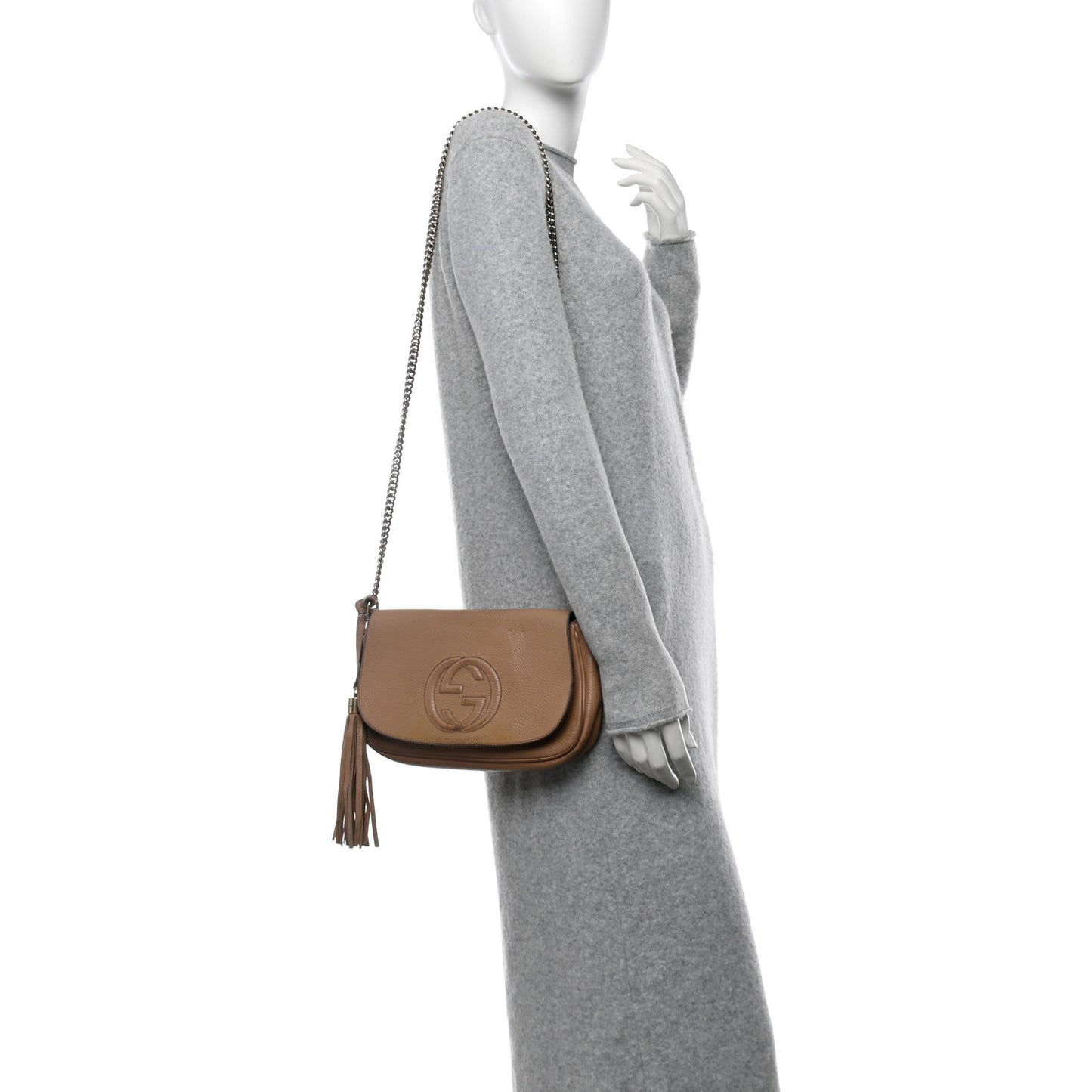Pebbled Calfskin Medium Soho Flap Crossbody Camelia