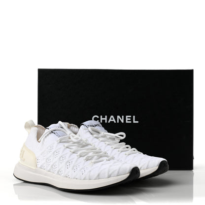 Chanel Fabric Logo Sneakers 38 White 10 of 10