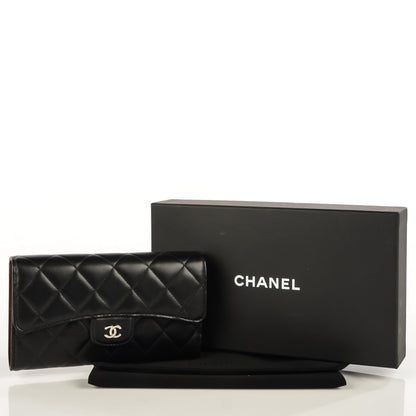 Chanel Lambskin Quilted Large Flap Wallet Black 5 of 9