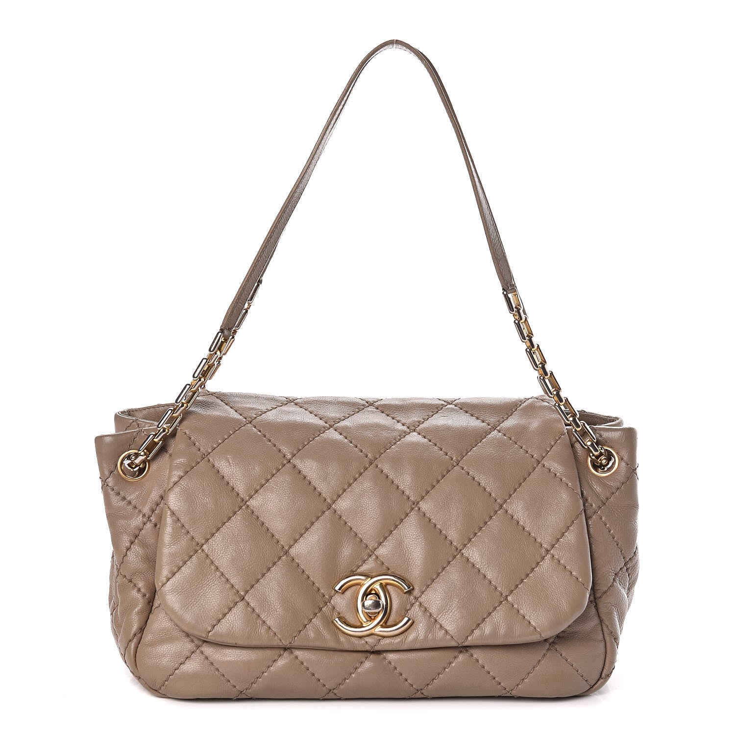 Chanel Calfskin Quilted Retro Chain Accordion Flap Beige 1 of 13