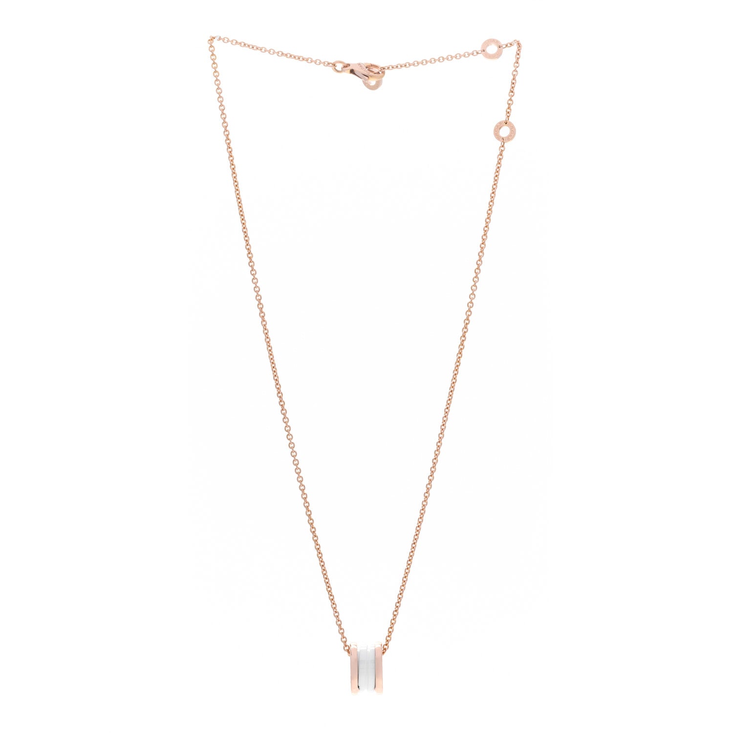 Bulgari 18K Rose Gold White Ceramic B.Zero1 Pendant Necklace 3 of 6