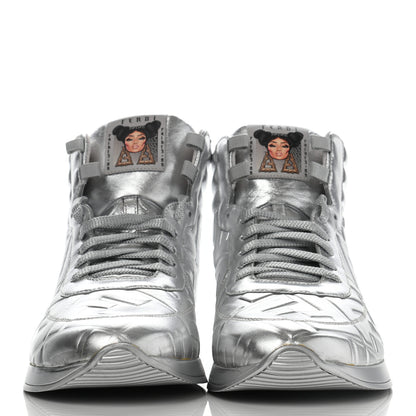 Fendi X NICKI MINAJ Metallic Nappa Macro FF Embossed Prints On High Top Sneakers 40 Silver 2 of 9