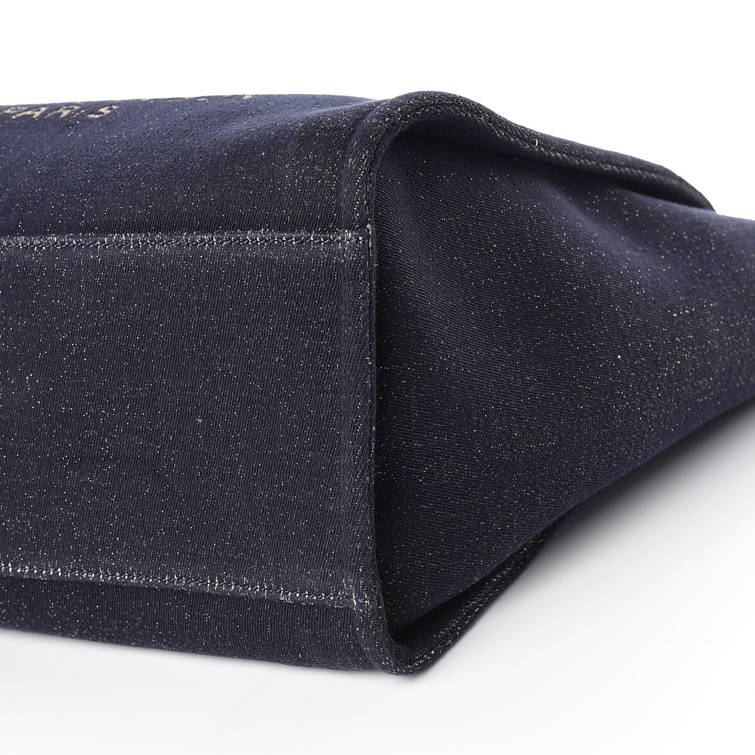Chanel Lurex Canvas Medium Deauville Tote Navy Blue Gold 10 of 11