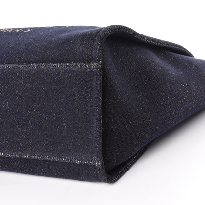 Chanel Lurex Canvas Medium Deauville Tote Navy Blue Gold 10 of 11