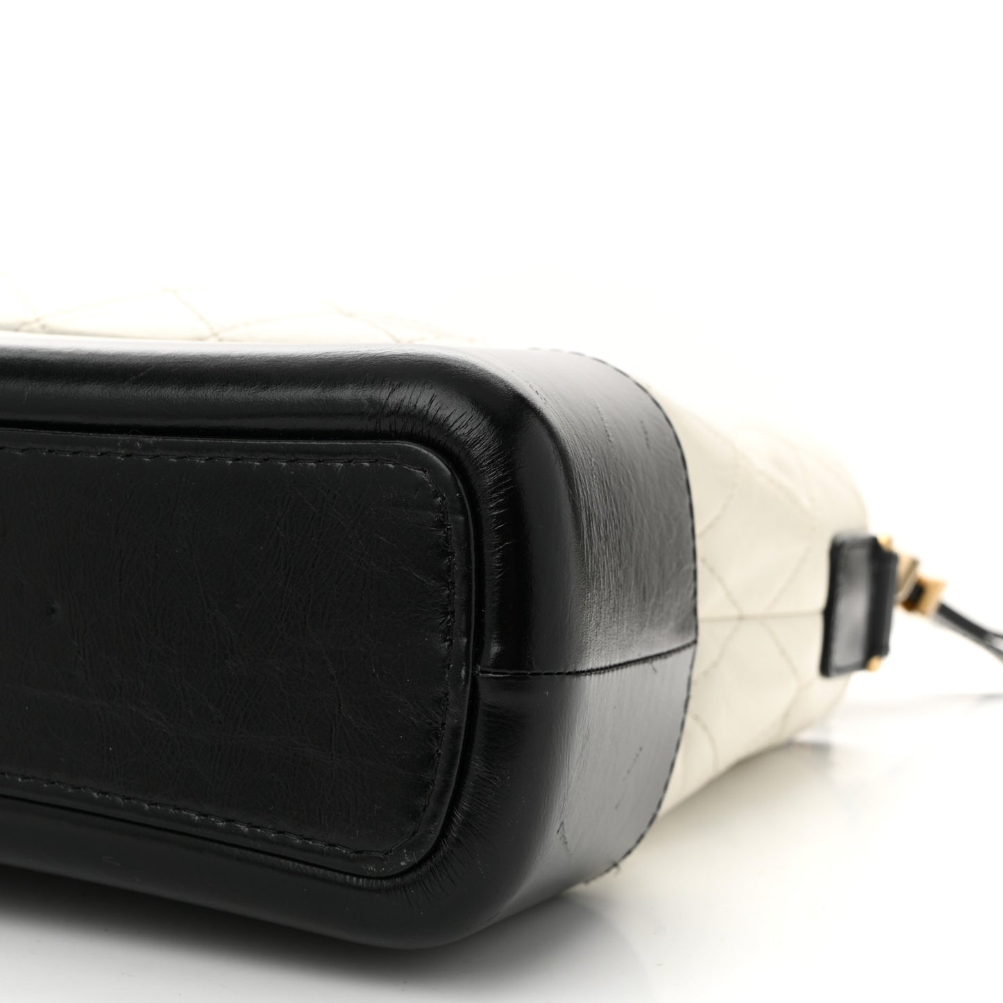 Aged Calfskin Quilted Medium Gabrielle Hobo Black White