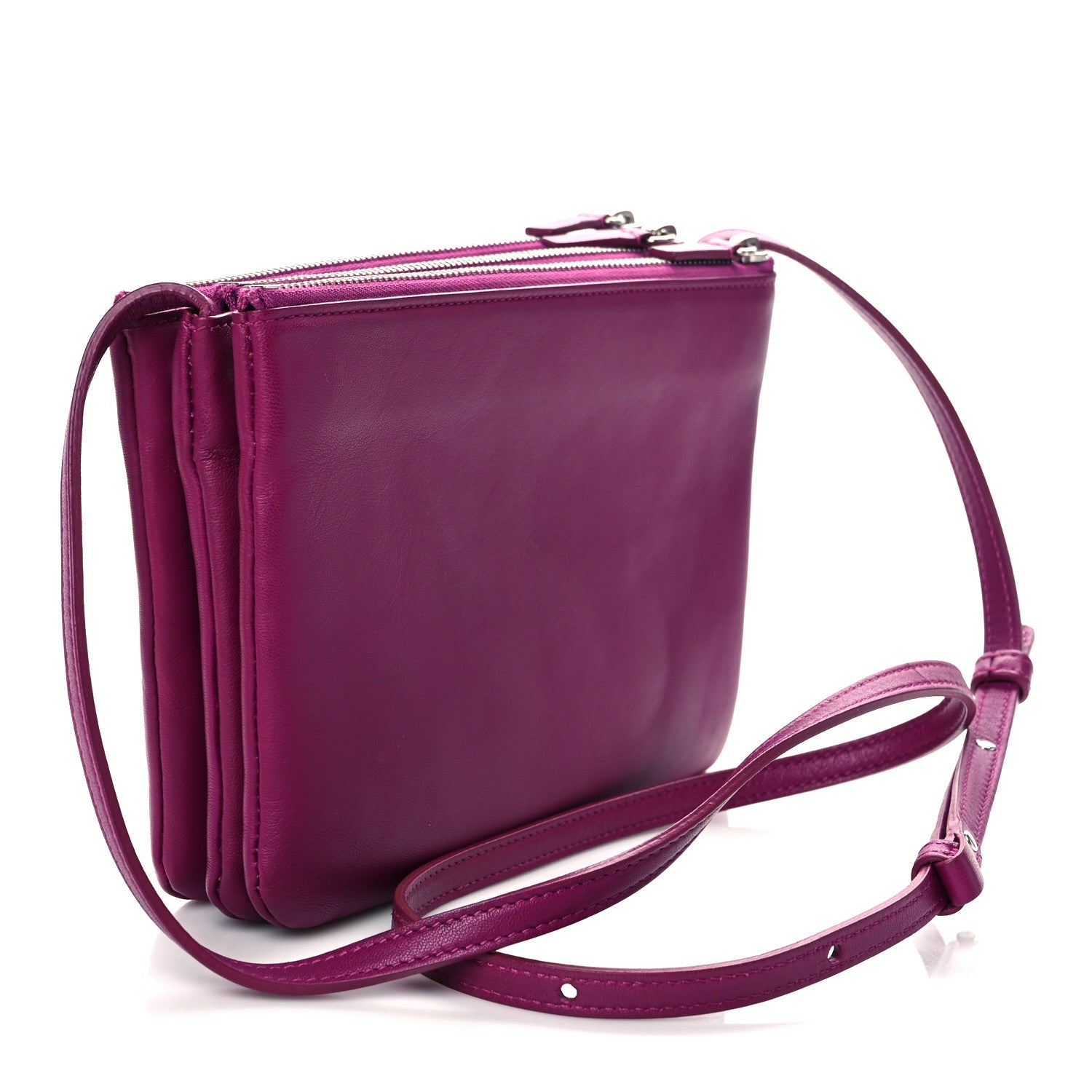 Celine Lambskin Small Trio Crossbody Bag Grape 2 of 8