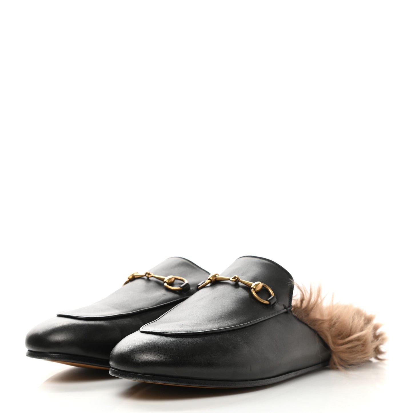 Calfskin Fur Womens Princetown Slippers 40 Black