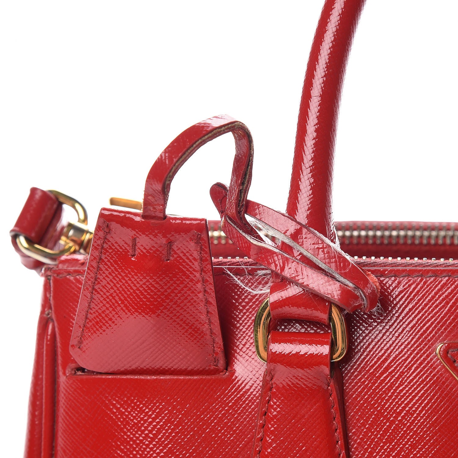 Prada Saffiano Vernice Small Galleria Double Zip Rosso 16 of 25