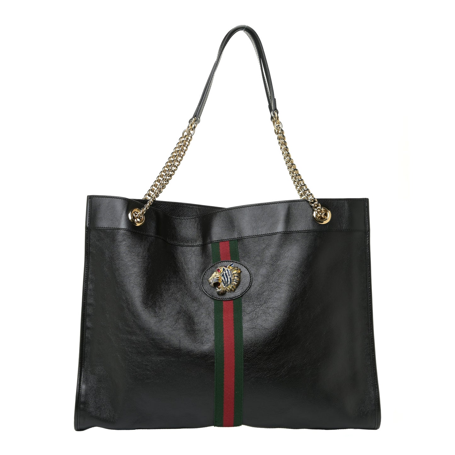 Calfskin Large Rajah Chain Tote Black