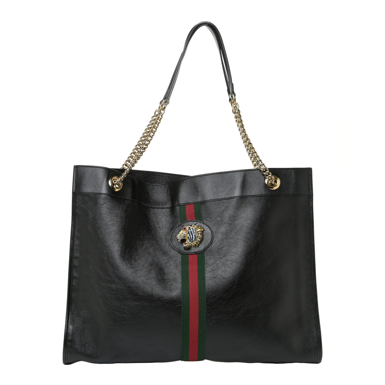 Gucci Calfskin Large Rajah Chain Tote Black 1 of 14