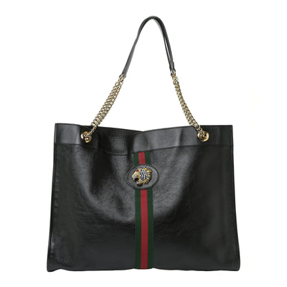Gucci Calfskin Large Rajah Chain Tote Black 1 of 14
