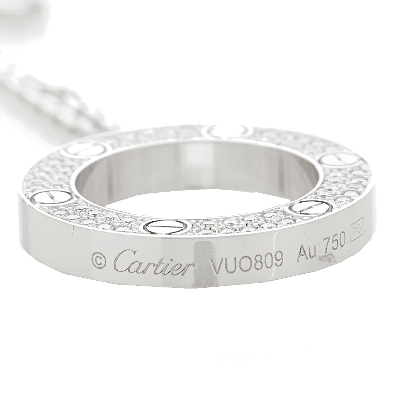 Cartier 18K White Gold Diamond LOVE Paved Necklace 6 of 6
