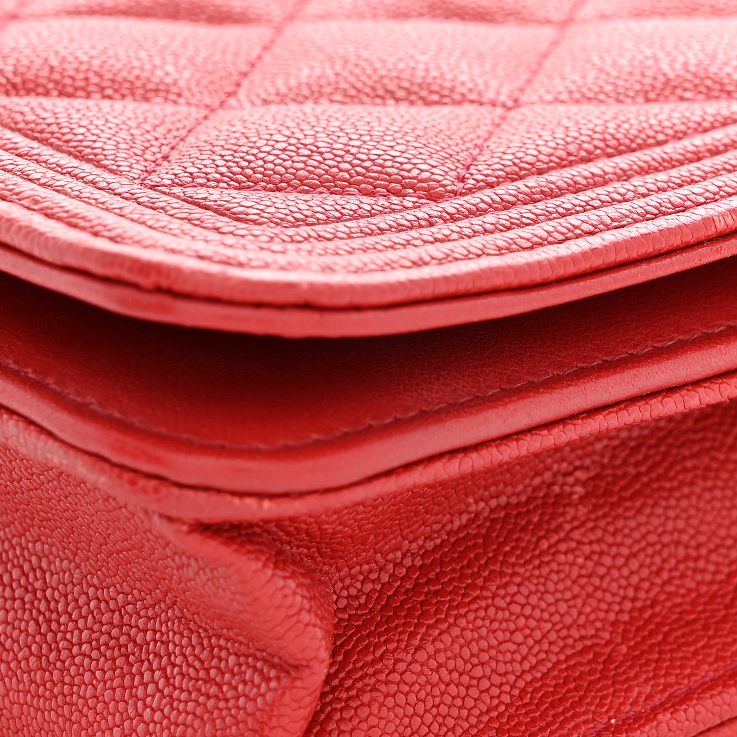 Chanel Caviar Quilted Boy Wallet On Chain WOC Red Red 12 of 12
